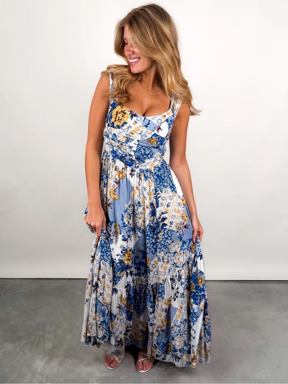 Free People Sasha Floral Mesh Floral Patchwork Maxi Dress Size XLarge DL2 - Picture 15 of 16